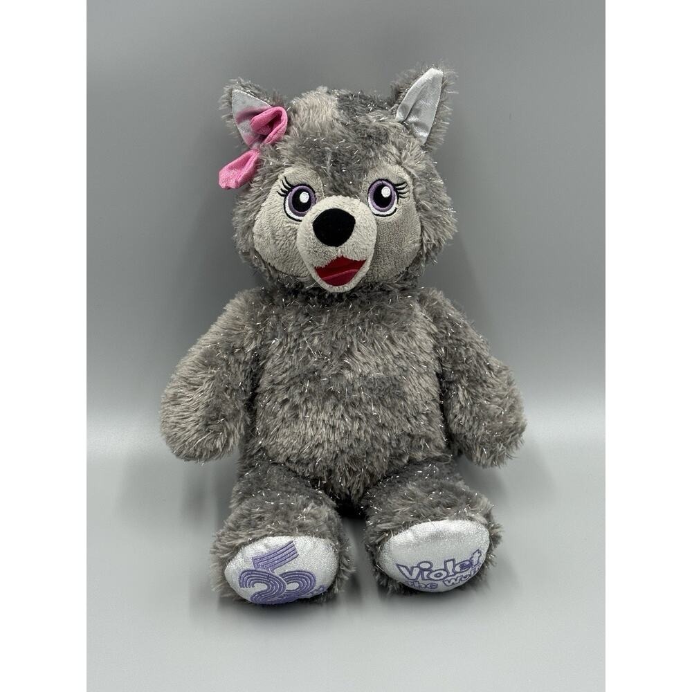 BUILD A BEAR 25th Birthday VIOLET THE WOLF GREY & SILVER 15" Plush